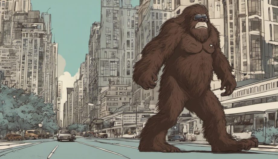 Bigfoot goes to the BIG City to see what people do there.